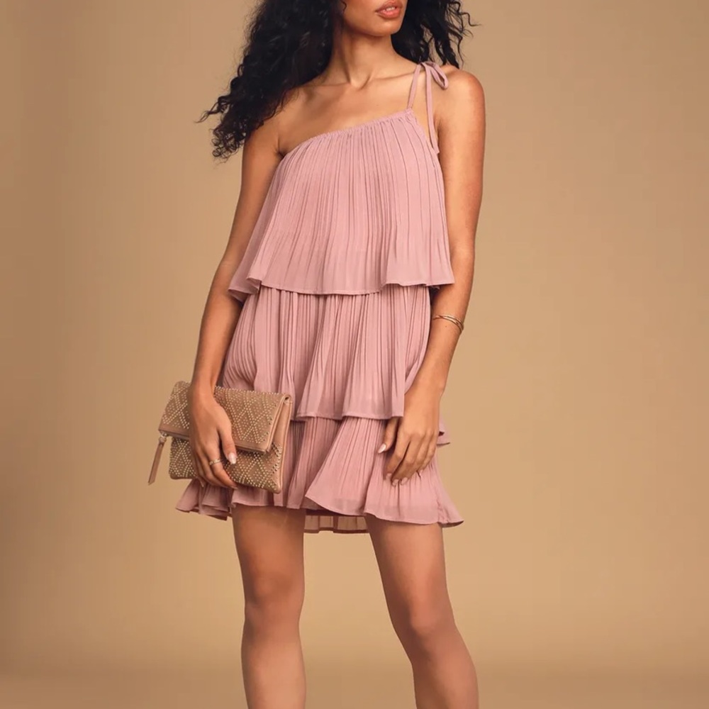 Lulus pleated one shoulder mini dress